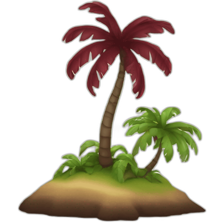 burgundy coloured palm, on a small island emoji