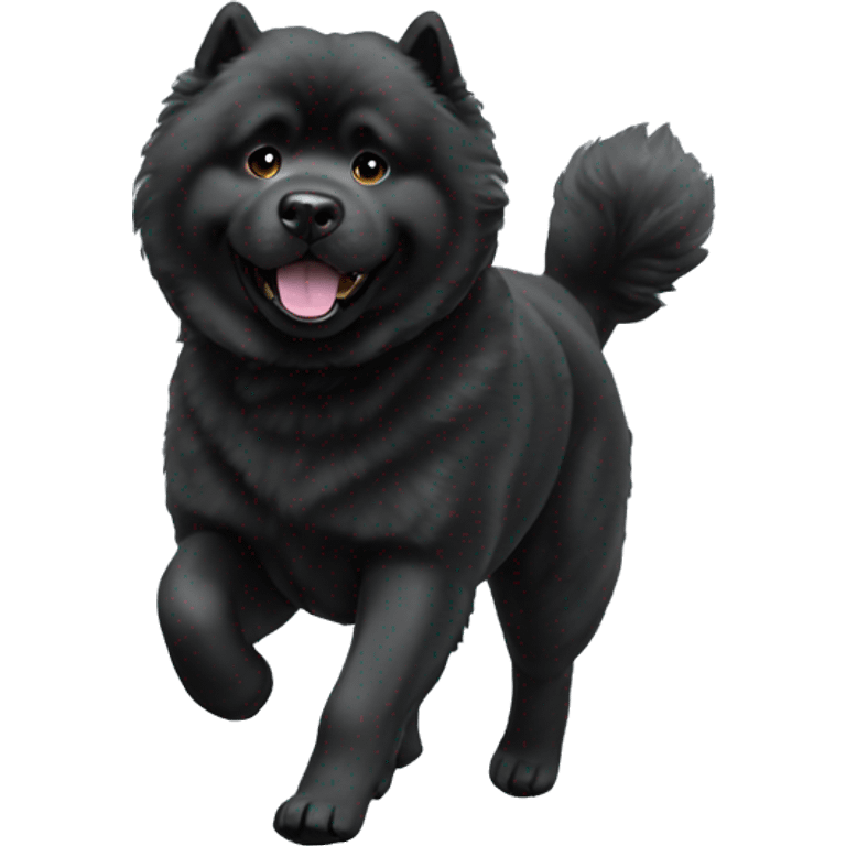 A prancing black chow dog playing in a snow storm  emoji