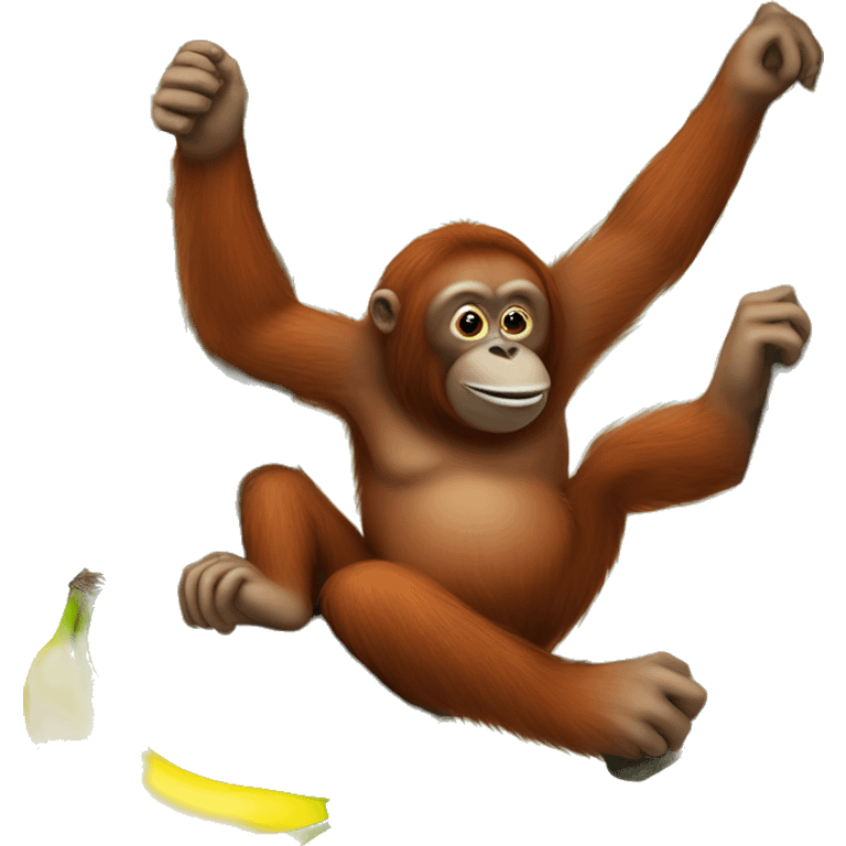 Orangutan in a tree with a banana emoji