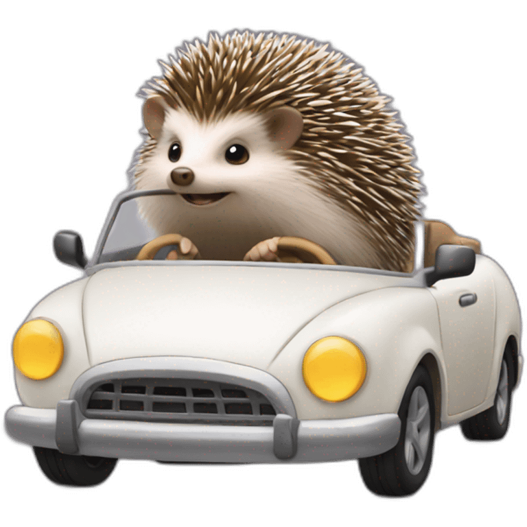 Hedgehog driving a car emoji