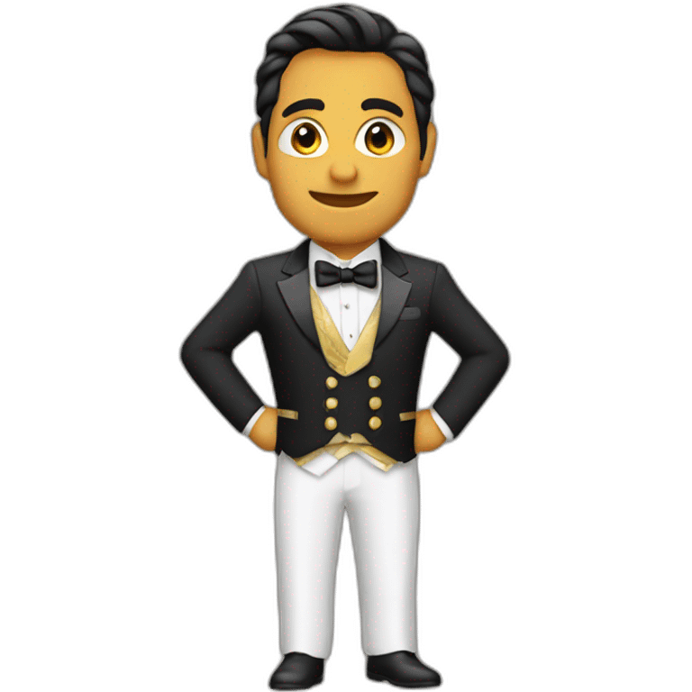 el pana miguel con traje de gala saludando  emoji