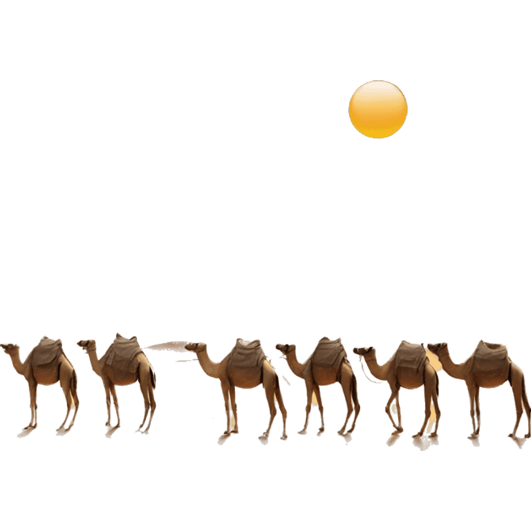 A desert with many camels emoji