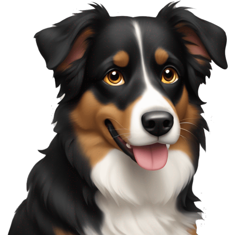 Black and tan Australian shepherd dog mostly black emoji