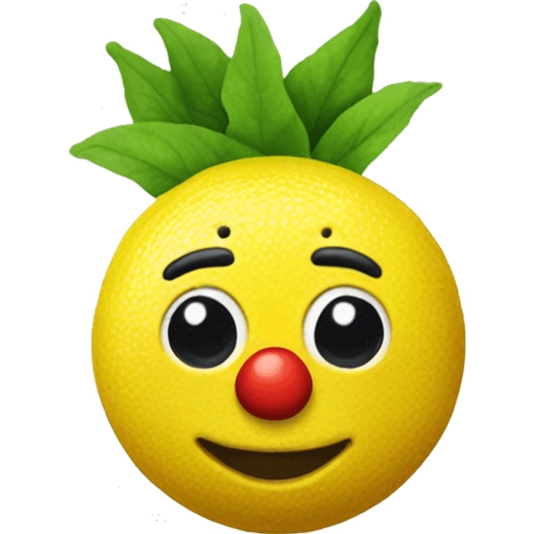 Lemon with a clown nose and clown hair emoji