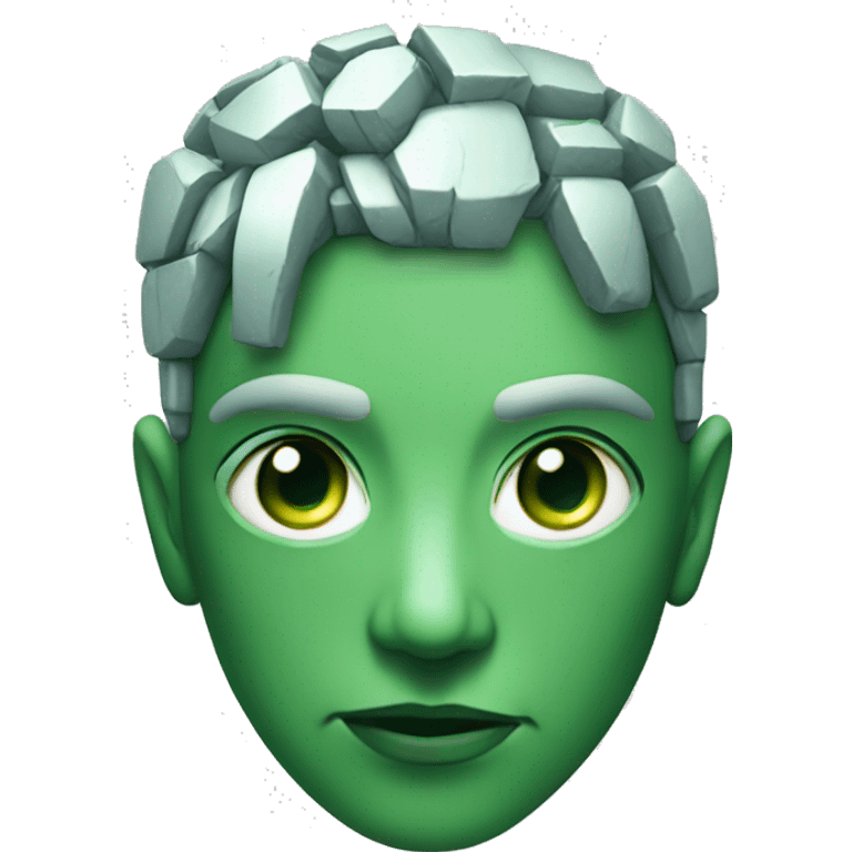 Cyborg head with green eyes and green hair emoji