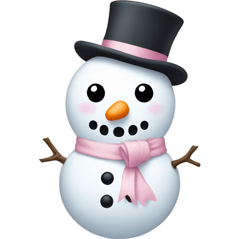 Snowman with a light pink bow emoji