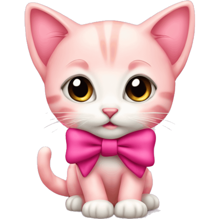 Roze kitten met strik  emoji