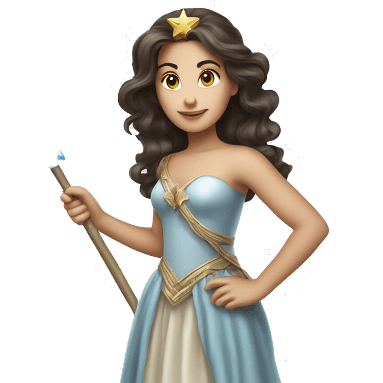 Brunette girl fantasy princess star wand emoji