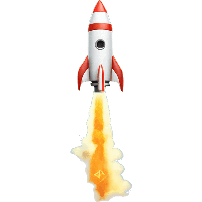 A rocket in the shape of a glowing square blasting off with crypto tokens trailing behind like sparks emoji