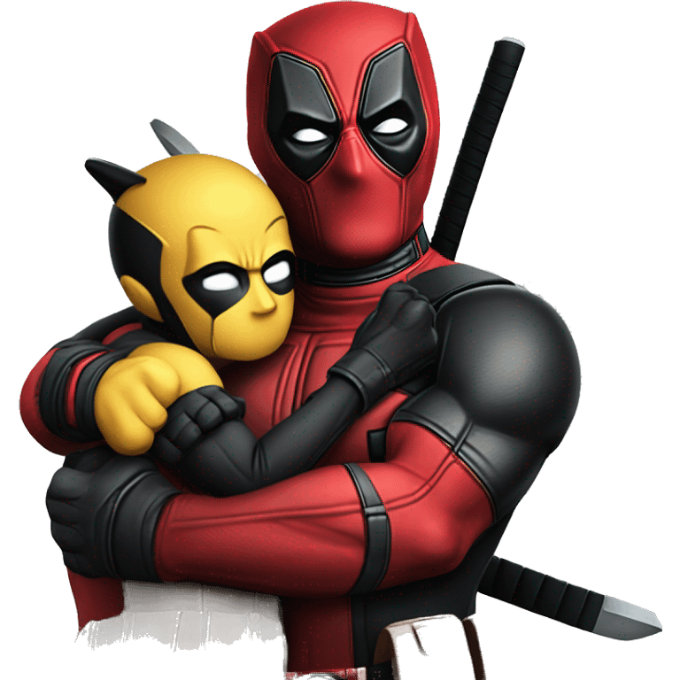 Deadpool and wolverine hug emoji