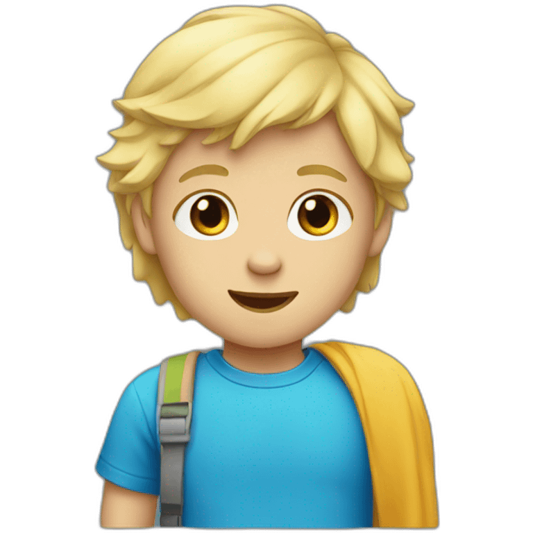 A child with blond hair and a blue T-shirt emoji