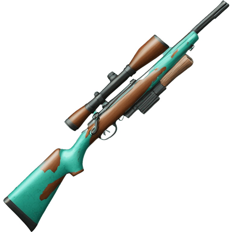 Realistic turquoise hunting rifle  emoji