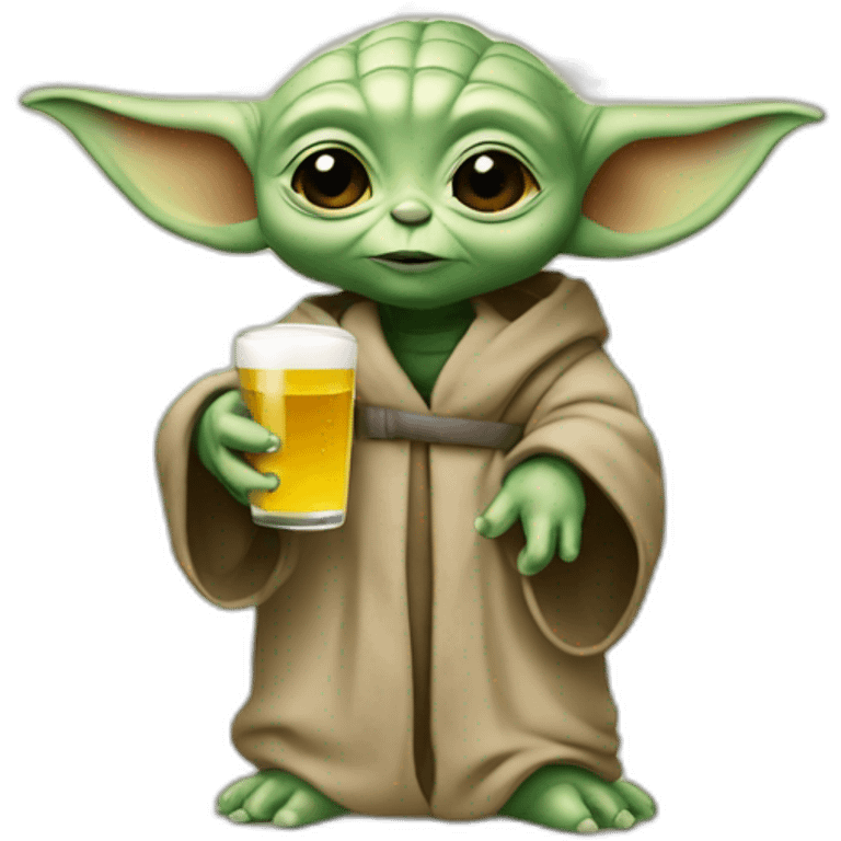 Bébé yoda avec une biére emoji