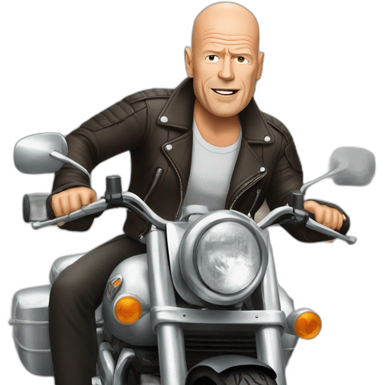 Bruce Willis on motorbike emoji