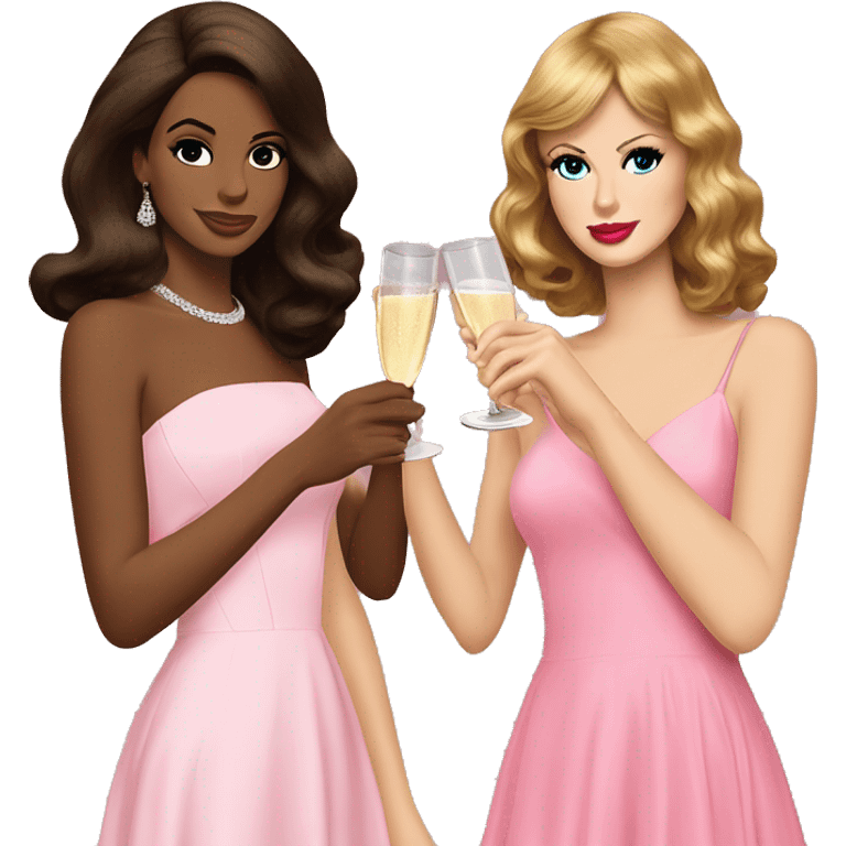 Lana del Rey & Taylor Swift drinking champagne pink dress emoji