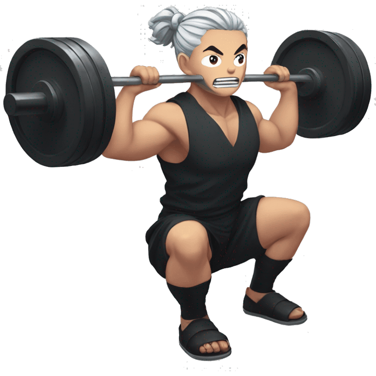 Tonjiro from demon slayer doing back squats emoji