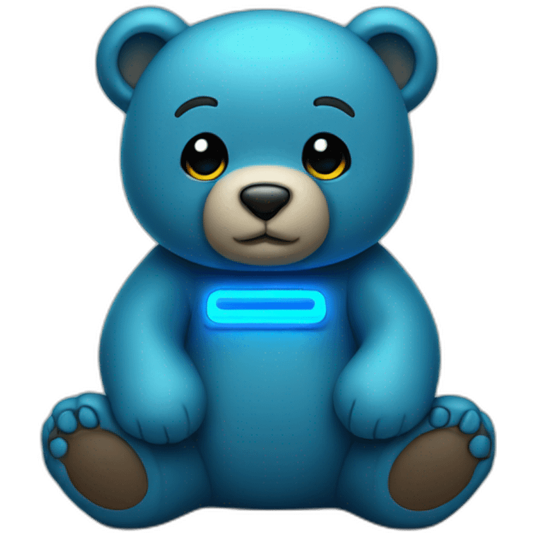 little blue neon bear sitting emoji