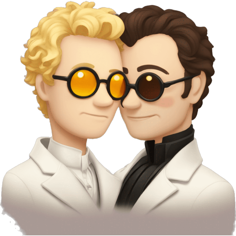 crowley and aziraphale from good omens cuddling  emoji