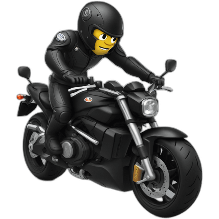 ultra-powerful black motorbike doing a wheelie emoji