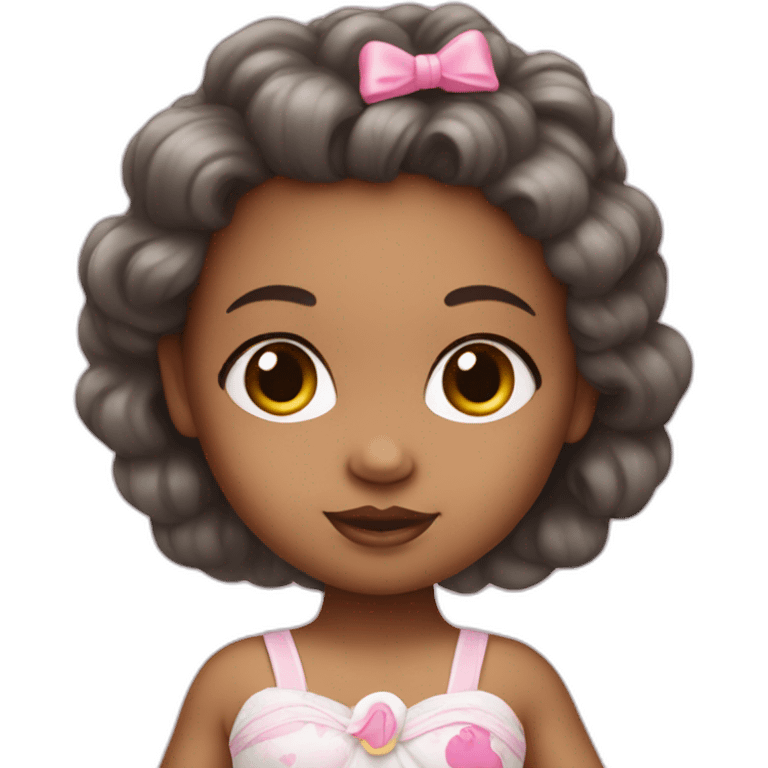 white newborn in a dress with a barbie logo emoji