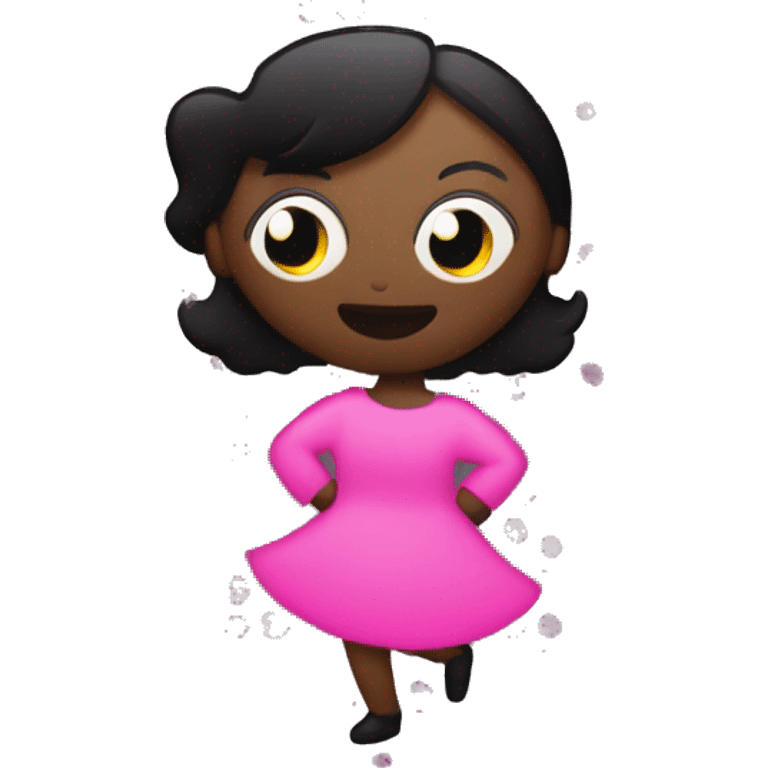 Dancing speech bubble dots pink , with black woman animated gif emoji