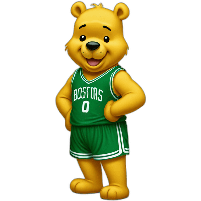 Winnie-the-Pooh wearing boston celtics jerssey emoji