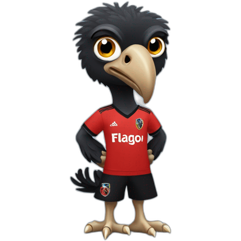 black vulture wearing flamengo soccer tshirt emoji