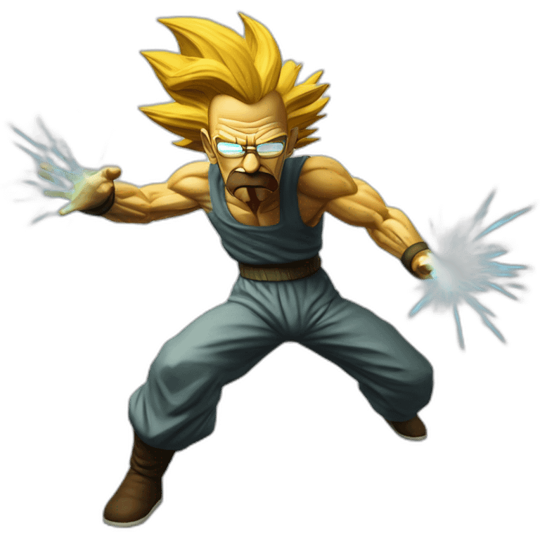 Walter white Super saiyan does a Kamehameha attack emoji