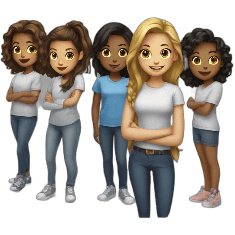 group of girl in shirts emoji