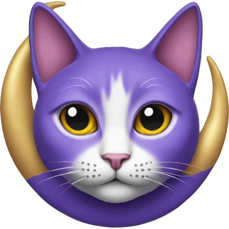 a purple cat with a crescent moon necklace emoji