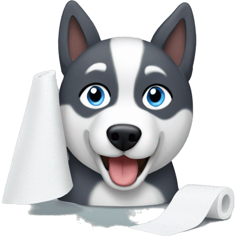 Husky eating toilet paper  emoji