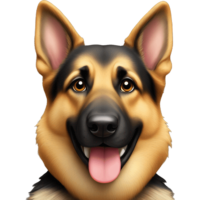 Playful German shepherd sitting with its tongue out emoji