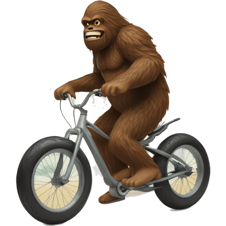 sasquatch on a bike at the beach with a surf emoji