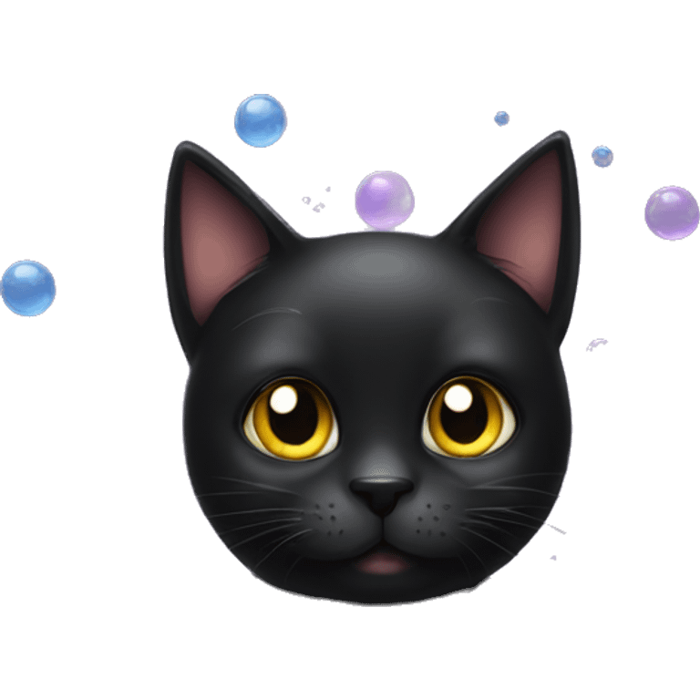 black cat with bubbles emoji