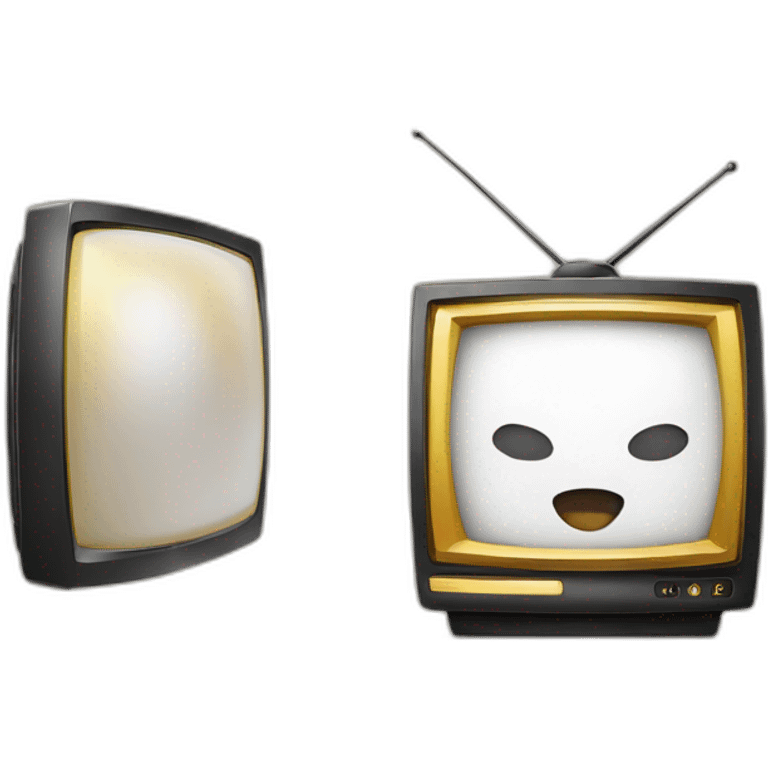 Una plataforma de marketing digital un televisor con la imagen de sistema dorado  emoji