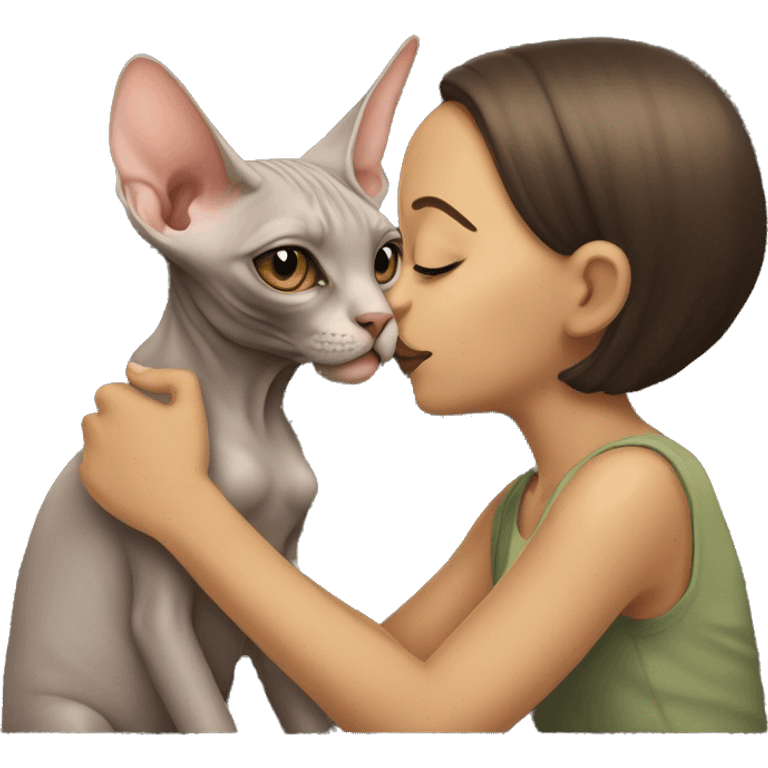 Sphinx cat and girl kissing it emoji