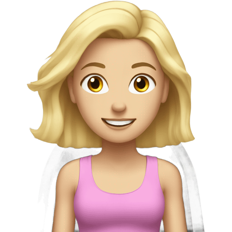 white girl with blonde hair on treadmill emoji