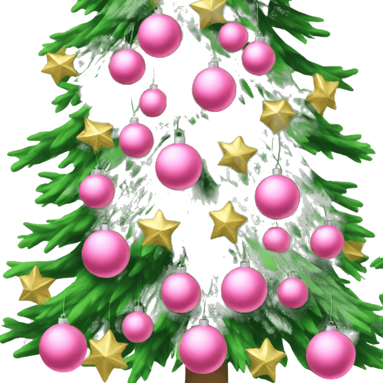 Christmas tree with pink ornaments emoji