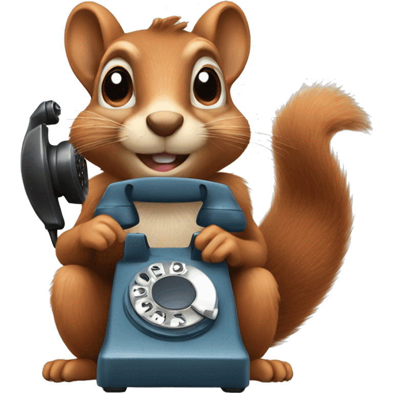 Squirrel with an old telephone emoji