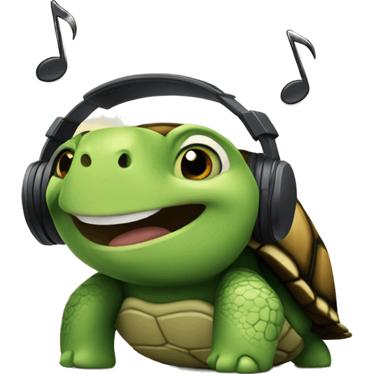 buff turtle listening to music emoji