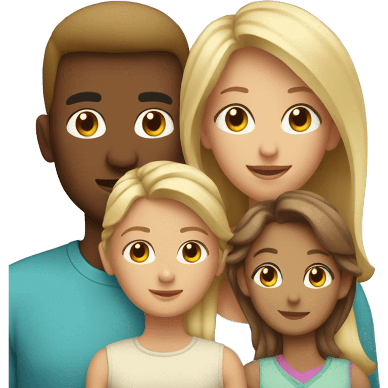 blonde mom dad and 3 daughters with brown son emoji