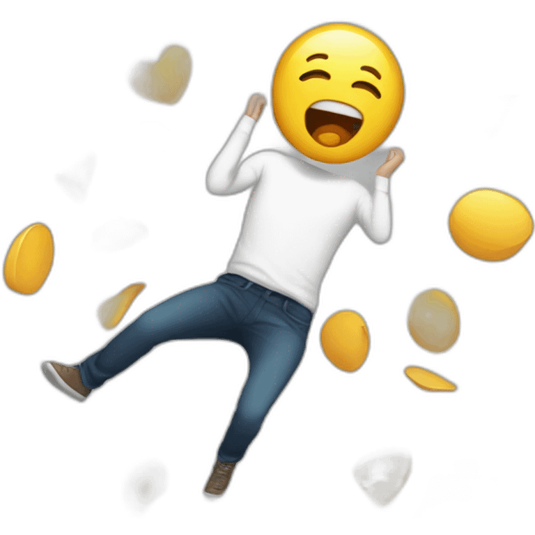 Falling man with depression and happy emoji