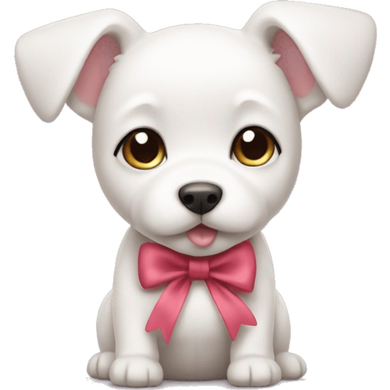 Small white puppy with bows emoji