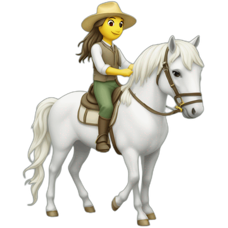 Flora avec son cheval blanc emoji