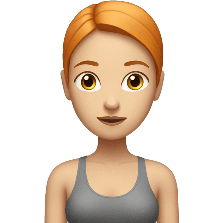 Ginger straight hair woman with dark eyes doing yoga emoji