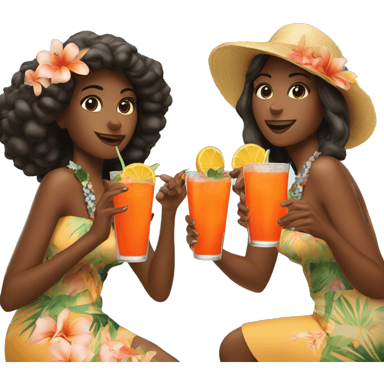 Three beautiful Hawaii girls drinking aperol emoji