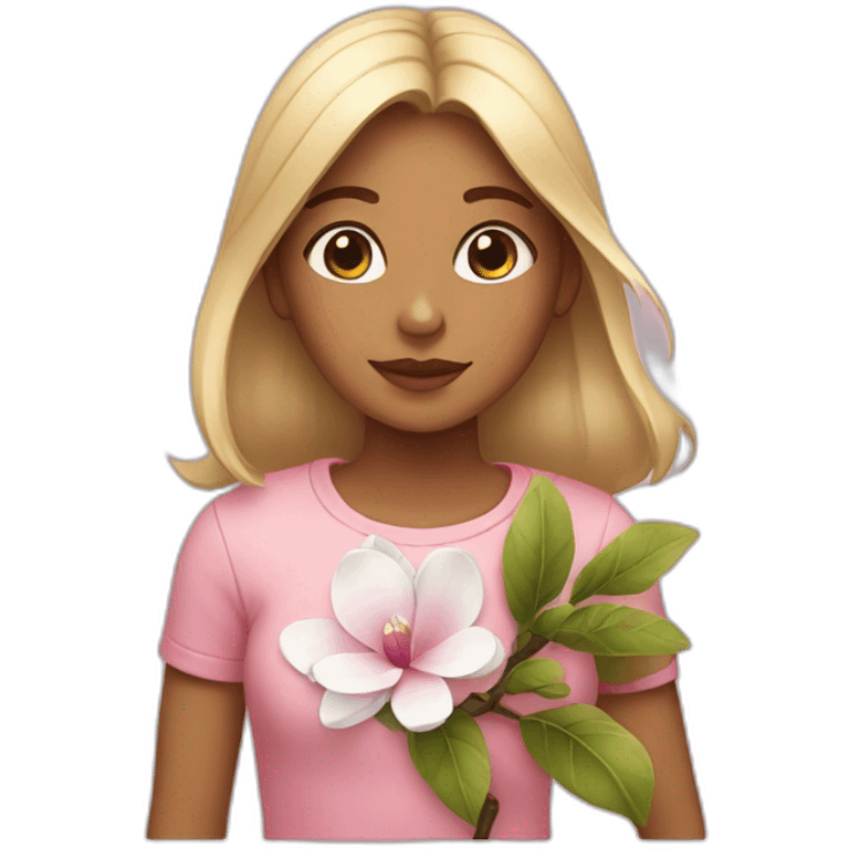 girl with magnolia emoji