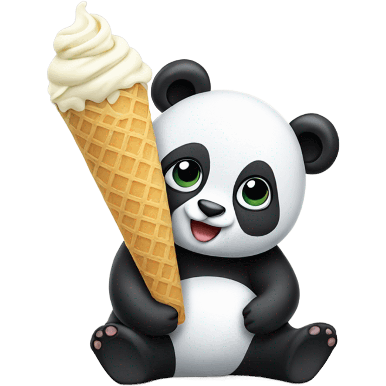 Panda eating ice cream emoji