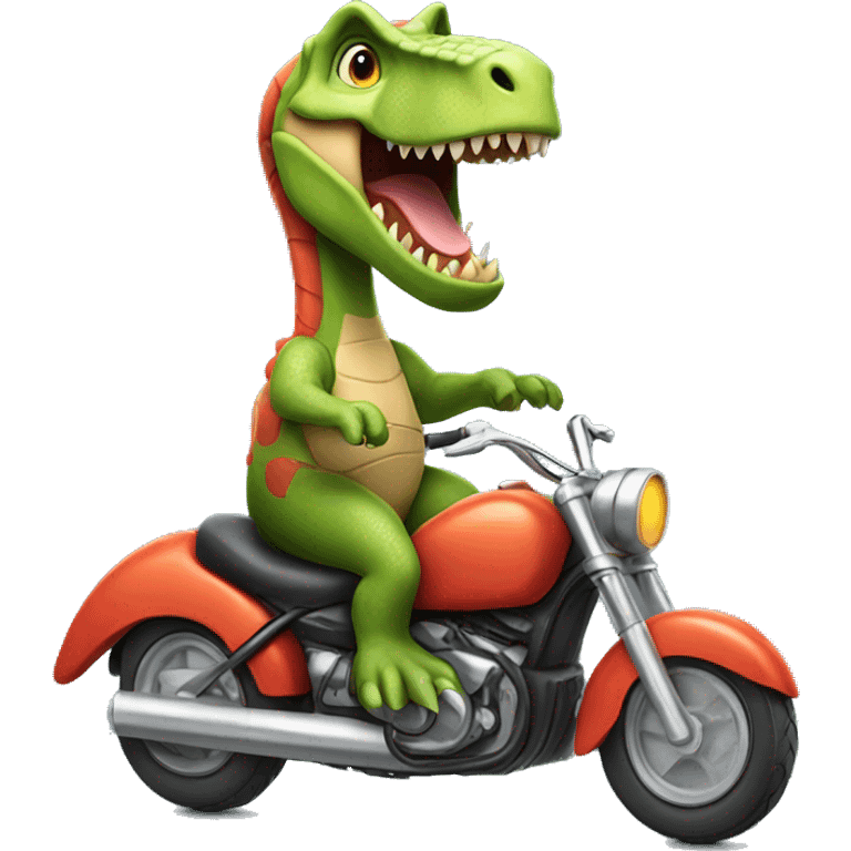 Dinosaur riding motercycle emoji