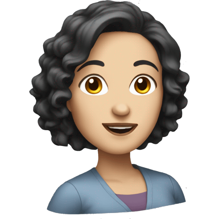 Dark haired middle aged white woman cute emoji